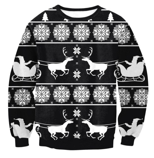 White Reindeer Holiday Sweater